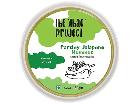 The Khao Project Parsley Jalapeno Hummus Dip & Spread - Natural & Preservative Free, Made With Olive Oil, 150 g