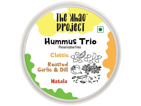 The Khao Project Hummus Trio - Classic, Roasted Garlic & Dill & Masala, 150 g