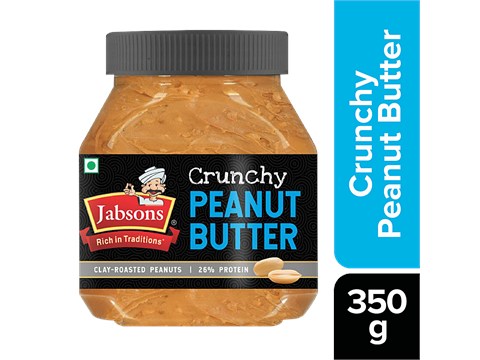 Jabsons Peanut Butter - Crunchy, 26% Protein, 350 g