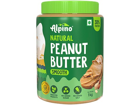 Alpino Natural Peanut Butter Smooth - Unsweetened/Gluten Free/ Non-GMO/Vegan, 1 kg
