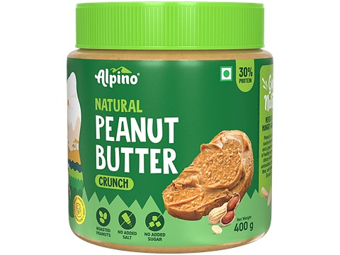 Alpino Natural Peanut Butter Crunch - Unsweetened/Gluten Free/ Non-GMO/Vegan, 400 g