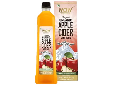 WOW Life Science  Organic Apple Cider Vinegar - Raw, Unfiltered & Unpasteurised, Boosts Immunity, 750 ml