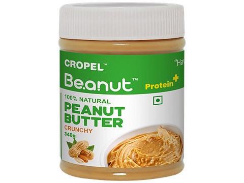 Beanut Natural Peanut Butter - Crunchy, Rich In Protein & Fibre, No Trans Fat, 340 g