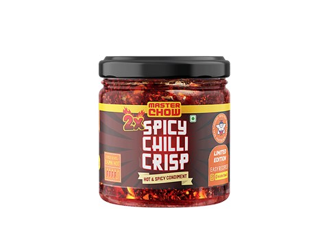MasterChow Chilli 2x Garlic Crisp - Extra Spicy, Crunchy, Garlicky Flavour, 170 g