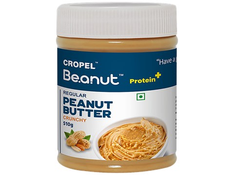 Beanut Regular Peanut Butter - Crunchy, Rich In Protein & Fibre, No Trans Fat, 510 g