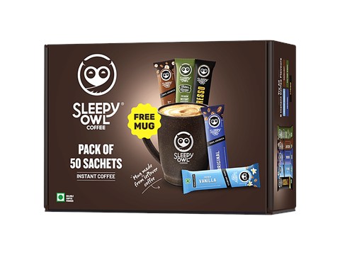 Sleepy Owl Instant Coffee Sachets - Assorted Flavours, 100 g