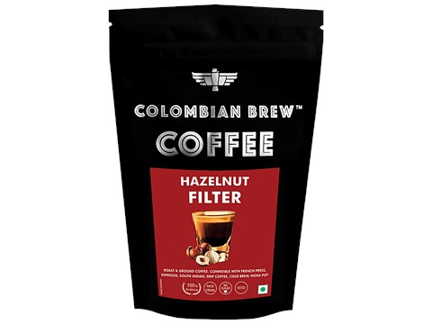 Colombian Brew Coffee Hazelnut Filter Coffee Powder - Arabica Roast & Ground, 100 g