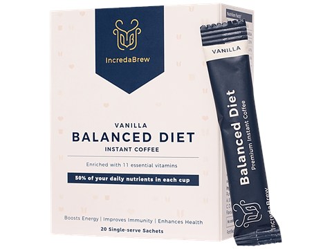 IncredaBrew Balanced Diet Instant Coffee - Vanilla, Boosts Energy, 44 g