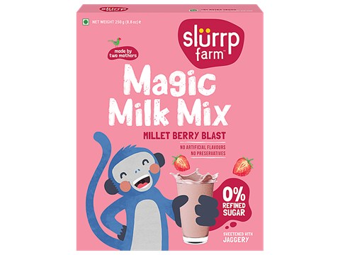 Slurrp Farm Berry Milk Mix - No Sugar, Sweetened With Jaggery Powder, Contains Oats & Jowar, 250 g