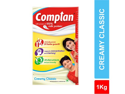 Complan Nutrition Drink Powder - For Kids, Creamy Classic Flavour, 1 kg