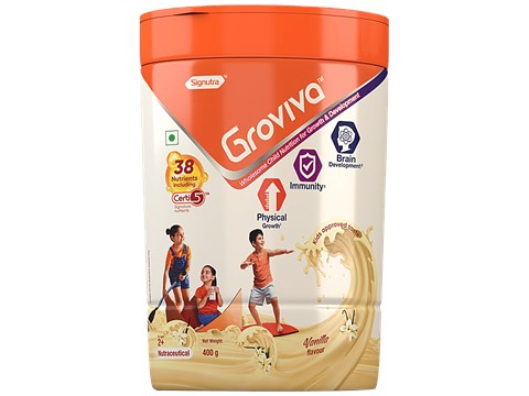 Groviva Wholesome Child Nutrition For Growth & Development - Vanilla, High Protein With DHA, 400 g