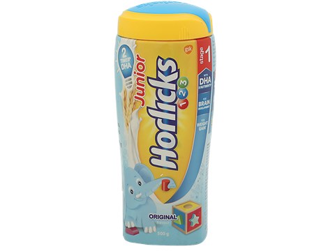 Horlicks Junior Nutrition Drink - For Brain Development, Original Flavour, Stage 1, 500 g