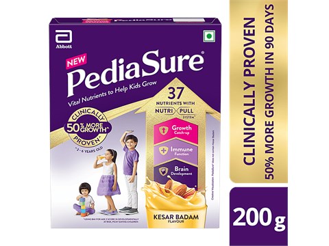 Pediasure Nutrition Drink Powder - Kesar Badam Flavour, Nutrition For Kids Growth, 200 g