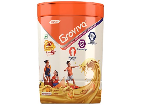 Groviva Wholesome Child Nutrition For Growth & Development - Mango, High Protein With DHA, 400 g