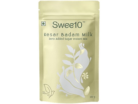 Swee10 Kesar Badam Milk Zero Added Sugar Instant Mix, 100 g