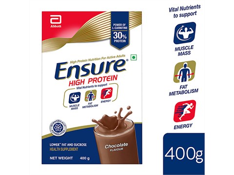 Ensure High Protein Drink - For Physically Active Adults, Chocolate Flavour, 400 g