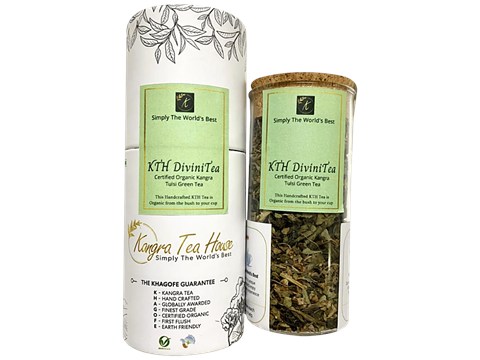 Kangra Tea House Divini Tea - Certified Organic Kangra Tulsi Green Tea, Calming, Stress Reliever, 20 g
