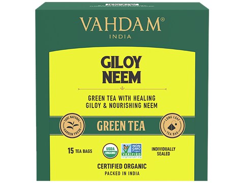 Vahdam Organic Giloy Neem Green Tea Bags - Detox Tea For Weight Loss & Immunity, 30 g