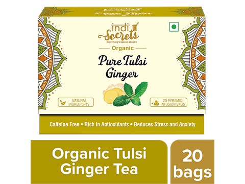 indiSecrets Pure Tulsi Ginger Tea, 36 g