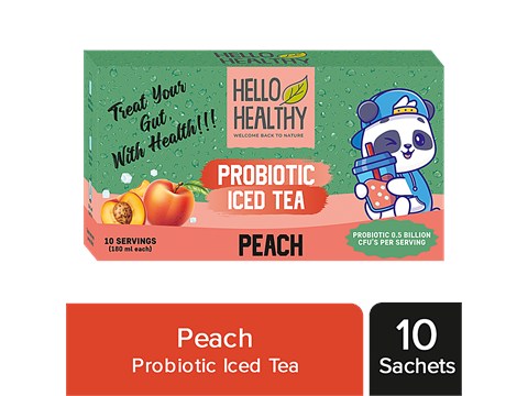 Hello Healthy Peach Probiotic Iced Tea - Natural, Rich In Antioxidants, Supports Healthy Heart, 15 g