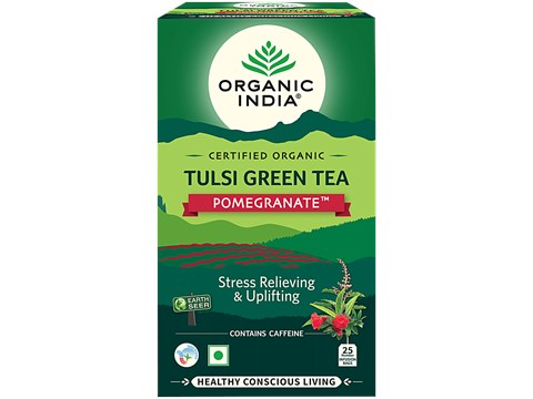 Organic India Tulsi Green Tea - Pomegranate, Certified Organic, 50 g