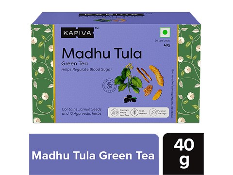 Kapiva Madhu Tula Green Tea - Helps Regulate Blood Sugar, 40 g