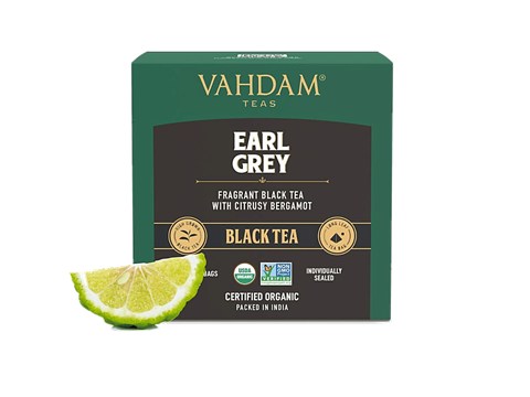 Vahdam Organic Earl Grey Long Leaf Black Tea - With Citrusy Bergamot, 30 g