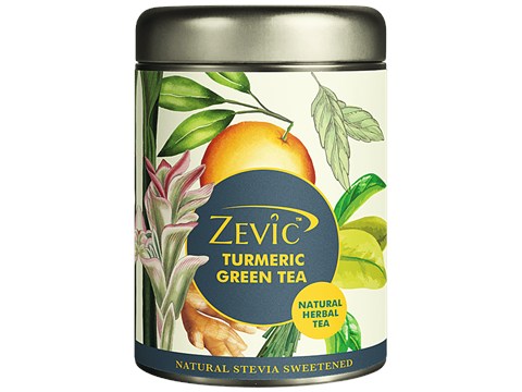 Zevic Turmeric Herbal Green Tea - With Turmeric, Orange Peel & Lemon Grass, 50 g