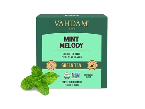 Vahdam Organic Mint Melody Long Leaf Green Tea, 30 g