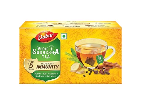 Dabur Vedic Suraksha Black Tea - Immunity Booster, Goodness Of 5 Ayurvedic Herbs, 37.5 g
