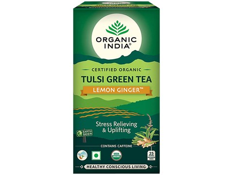Organic India Tulsi Green Tea - Lemon & Ginger, 45 g