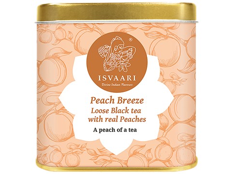 Isvaari Peach Breeze Loose Black Tea with Real Peaches, 50 g