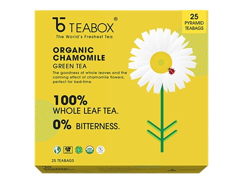 Teabox Chamomile Green Tea - Relieves Stress Relief & Supports Sleep, Antioxidants Rich, 54 g