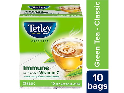 Tetley Green Tea Immune, With Added Vitamin C - Classic Flavour, 13 g