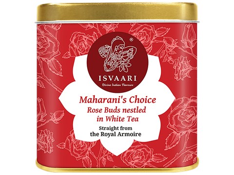 Isvaari Maharani's Choice Rose Buds Nestled White Delight Herbal Tea, 50 g
