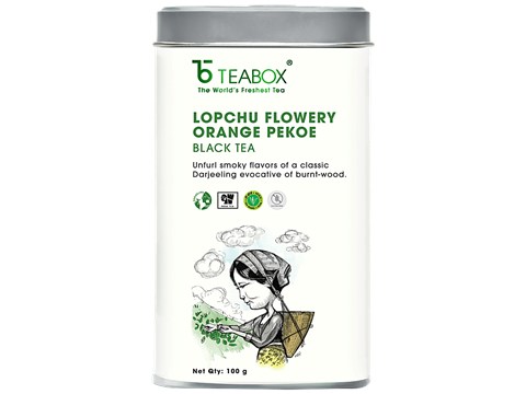Teabox Darjeeling Loose Leaf Black Tea - Lopchu Flowery Orange Pekoe, Smoky Flavour, 100 g