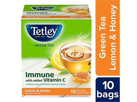 Tetley Green Tea Immune, With Added Vitamin C, Lemon & Honey Flavour, 14 g