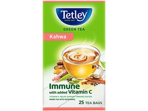 Tetley Green Tea Kahwa, Immune With Added Vitamin C, 57.5 g