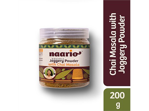NAARIO Organic Jaggery Powder With Chai Masala - Recipe Crafted By Homemaker, 200 g