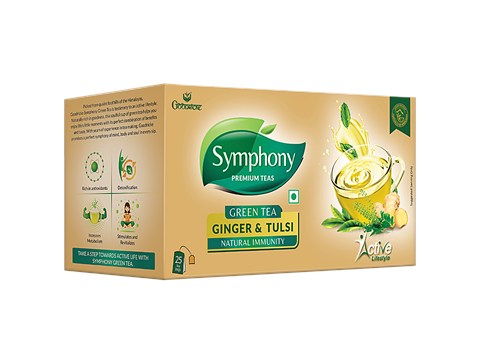 Goodricke Symphony Premium Green Tea For Natural Immunity - Ginger & Tulsi, For Active Lifestyle, Healthy & Tasty, 37.5 g