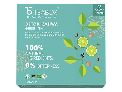 Teabox Detox Kahwa Green Tea - Natural Body Cleanse & Cold Relief, Antioxidants Rich, 54 g