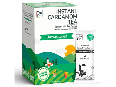 Teafit Premium Instant Milk Tea Premix - Cardamom, Unsweetened, 140 g