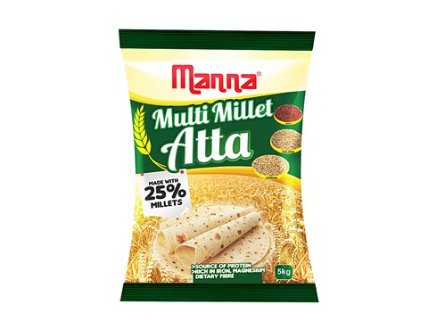 Manna Multi Millet Atta - Made From Ragi, Jowar & Bajra, Rich In Protien, Fibre, Iron, Healthy, 5 kg