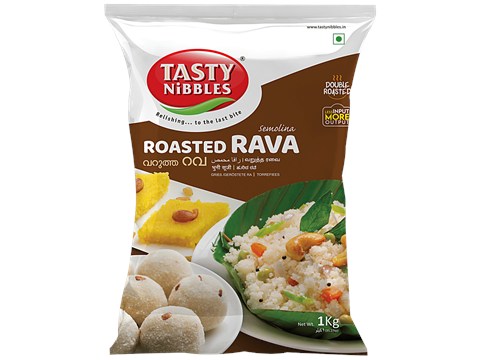 Tasty Nibbles Roasted Rava/Sooji - Soft Texture, Tasty, Healthy Breakfast, 1 kg