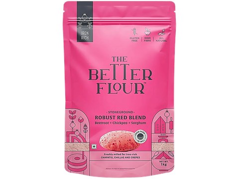 The Better Flour Robust Red Blend Flour - Stoneground, Beetroot, Chickpea, Sorghum, 1 kg