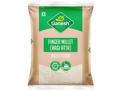 Ganesh Finger Millet/Ragi Atta - Millet Flour, High In Protein, Low Fat, 500 g