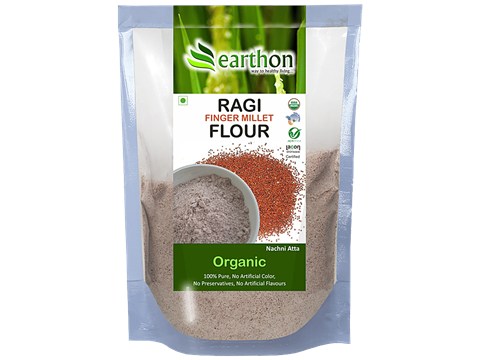 Earthon Organic Finger Millet Flour/Ragi Flour/Ragi Hittu, 500 g