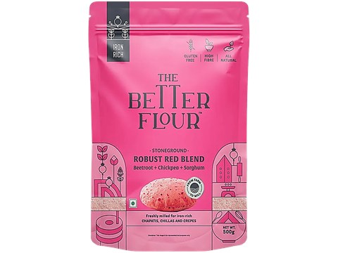 The Better Flour Robust Red Blend Flour - Stoneground, Beetroot, Chickpea, Sorghum, 500 g