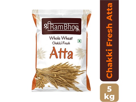 Shri Ram Bhog Chakki Fresh Atta - Whole Wheat, Pure, Natural, Rich In Protein, Fibre & Calcium, 5 kg