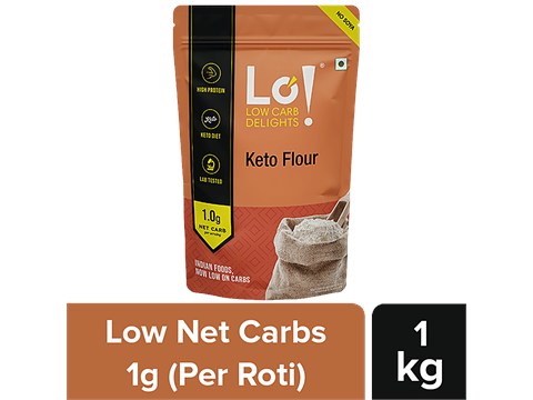 LO! Keto Flour- No Soya, High Fibre & Protein, Lab Tested Low Carb Atta, 1 kg